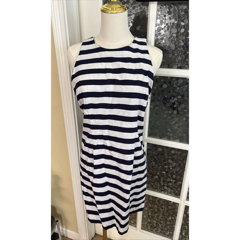 BB Dakota Dress Corron Stretch Keyhole Back Nautical Preppy Sz 8